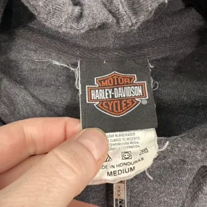 Vintage Y2K‎ Harley Davidson Women Gray Full Zip Hoodie Sweatshirt Medium Flames thumbnail 4
