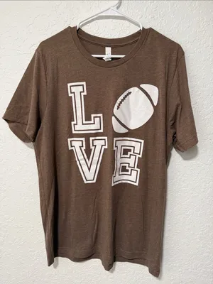 Love Football Brown Graphic T-Shirt Size Large thumbnail 2