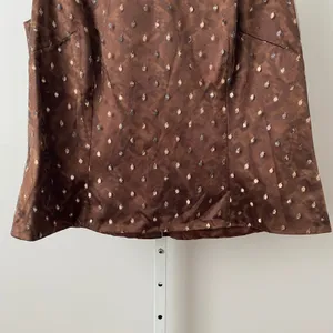 Lily Samii Silk Office Siren MobWife Polka Dot‎ Sleeveless Blouse Brown thumbnail 3