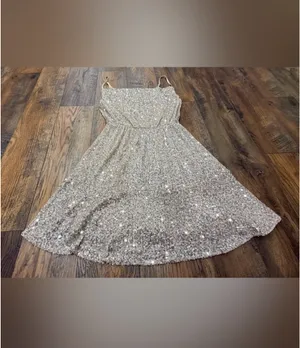 SO Party Dress Champagne Sequins Spaghetti Strap, Size Medium, Dance Cocktail thumbnail 2