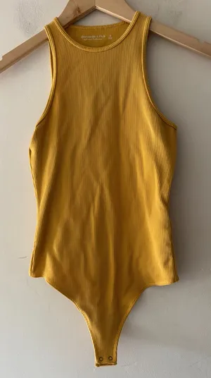 Abercrombie & Fitch Yellow Ribbed Bodysuit‎ thumbnail 1