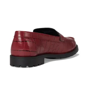 Coach Jocelyn Croc Embossed Dark Ruby Red Leather Slip On Penny Loafers Flats thumbnail 4