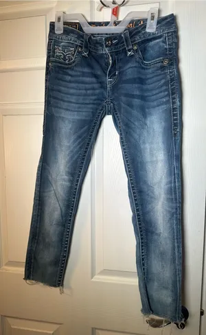 Rock Revival Women's Distressed Alivia‎ Slim Straight Jeans - Light Blue thumbnail 1