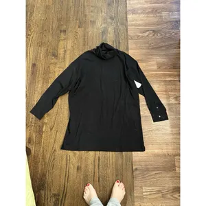 ATM Anthony Thomas Melillo Jersey Turtleneck Dress Black‎ Size Large Button Cuff thumbnail 4