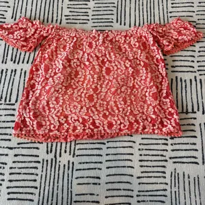 Heartloom Ilaria Coral Lace Off Shoulder Pom Pom Top Small thumbnail 3