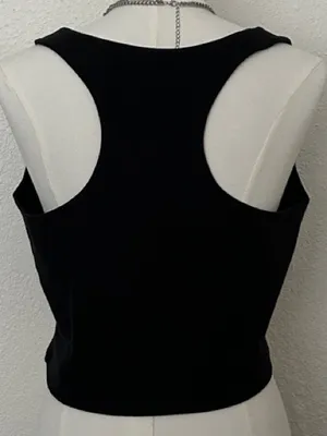 Pact Size XL Black Cropped Scoop Neck Tank Top 90% Organic Cotton thumbnail 2