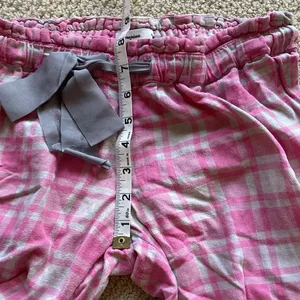 American Eagle Pink Grey Plaid Pajama Pants Women’s Size Small Stretch FLAWS thumbnail 8