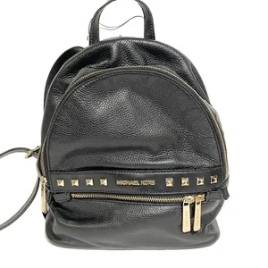 Michael Kors Black Soft Pebbled Leather Gold Studded Mini Backback Purse thumbnail 1