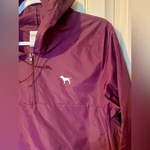 Victoria's Secret PINK Maroon/Burgundy Hooded Pullover Windbreaker Raincoat thumbnail 5