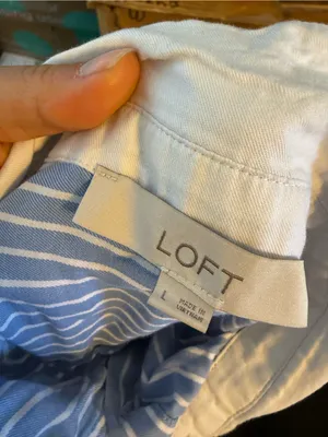 Loft Blue and White Striped Oversized Oxford Shirt thumbnail 3