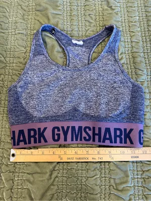 Gymshark Small Sports Bra Grey Pink Logo Racerback Seamless Athletic thumbnail 5