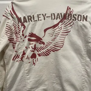 Harley-Davidson Vintage Y2K Women's White Motorcycle Jacket XL Eagle Graphic thumbnail 3