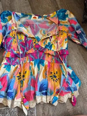 Farm Rio x Anthropologie Puff-Sleeve Tie-Front Blouse thumbnail 2