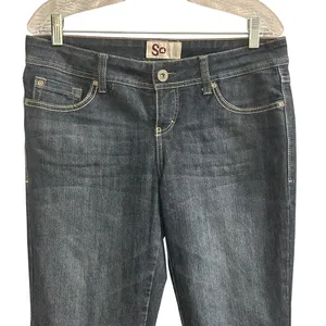 SO Jeans Women Dark‎ Wash Bootcut Stretch Denim Pants Size 11 thumbnail 4