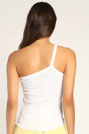 Free People NWT One Way or Another White One-Shoulder Tank Top. Size Medium thumbnail 6