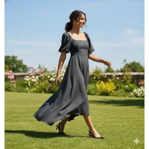 NWT Hill House The Matilda Dress in Black Poly Crepe Midi S thumbnail 2