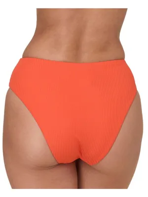 NWT Andie Ribbed 90s High Waist Bikini Bottom AB488 Vermillion Orange M thumbnail 2