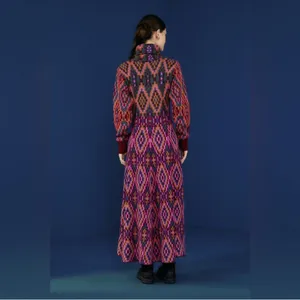 Farm Rio Tapestry Scarf Sweater‎ Maxi Dress Knit Pink Multi Small NWT thumbnail 12