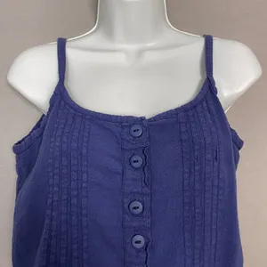 Manta Tank Top Pin Tuck‎ Button-Up Size Medium Women Indigo Blue Sleeveless Boho thumbnail 9