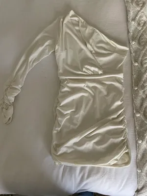 Lucy in the Sky One Shoulder Sparkly White Mini Dress thumbnail 4