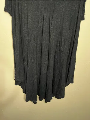 Free People Highland Black Boho Lagenlook Flowy Button Front Oversized Tunic Top thumbnail 11