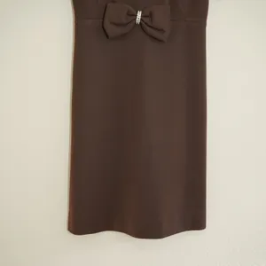 Vintage 60s Toni Todd Shift Dress Brown Waist Bow Rhinestone Mod Retro Mad Men thumbnail 3
