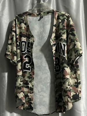 SHEIN Green and Brown Camo Top thumbnail 1
