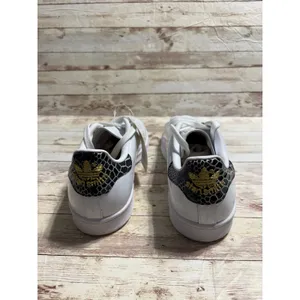 Adidas Stan Smith Sneakers Women's Size 9 Patent Leather White Black Gold NWT thumbnail 4