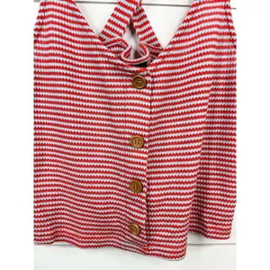 Lumiere Red Blue Striped Cross-Back Button-Front Tank Top Size M Cropped thumbnail 4