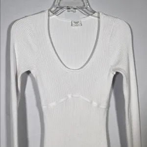 Abercrombie & Fitch Womens White Corset Knit Mini Dress Small Scoop Neck Ribbed thumbnail 3