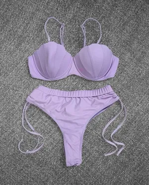 Lavender Shell Underwire Bikini Set Size Medium Purple thumbnail 1