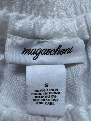 Magaschoni White 100% Linen Cargo Jogger Pants Size S Drawstring thumbnail 4