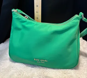 Kate Spade New York Green Nylon Shoulder Bag Small Top Zip Handbag thumbnail 1