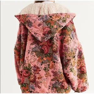 Urban Outfitters Inspired Beatriz Fuzzy Reversible Coat Jacket L Floral Fleece thumbnail 10