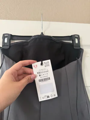 BNWT Zara Dark Gray ZW Collection Asymmetric Satin Dress thumbnail 9