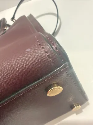 Michael Kors Wine Saffiano Leather Satchel with Gold Hardware thumbnail 7