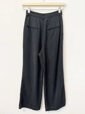 Reformation Petite Mason Pants Size 0 Faded Black Pleated Wide Leg Dark Academia thumbnail 12