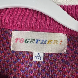 TOGETHER Women’s Small Vintage Style Pink Geometric Knit Sweater thumbnail 3