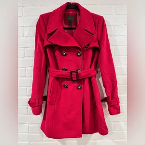 The Limited Red Wool Belted Pea Coat thumbnail 5