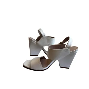 Stuart Weitzman Sandals Size 7 White‎ Leather Block Heel Square Toe Buckle Strap thumbnail 6