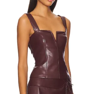 Amanda Uprichard Nia Top Faux Leather Lined Back Zipper Closure V-Wire Small thumbnail 13