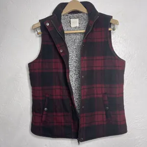 Harper Heritage Boutique Vest Size Small Plaid Full Zip Faux Fur Fleece thumbnail 4