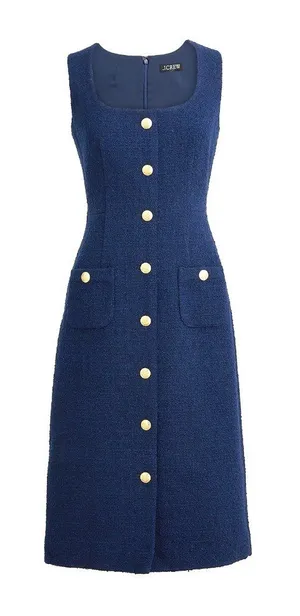 NWT J.Crew Sophia Sleeveless Midi in Dark Evening Blue Tweed Dress 12 thumbnail 1