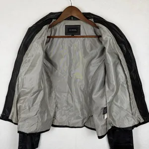 GUESS 100% Leather Jacket Womens Medium Black Zip Front Moto Biker Y2K Aesthetic thumbnail 10