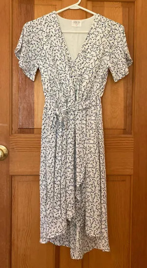 TJ Maxx Blue Floral Dress Tie On Waist Size XS thumbnail 1