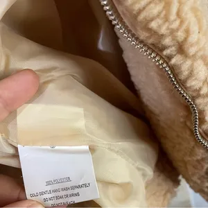 Polly oversized teddy bear tan pixie coat jacket with pockets women size S/M thumbnail 12