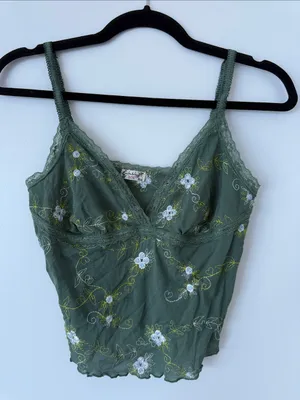 Free People Green Floral Tank in Size S thumbnail 1