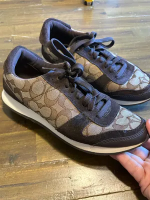 Coach Mason Jacquard Sneakers Suede Signature Monogram CC Canvas Brown Tan thumbnail 2