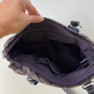 LineaR Fabric Logo Satchel Purse Purple Y2K McBling Croco Double Handle Indie thumbnail 9
