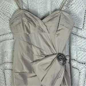 BCBGMaxAzria Dress Size 2‎ Cocktail Sexy Tan Champagne Bow Strapless Mini thumbnail 3